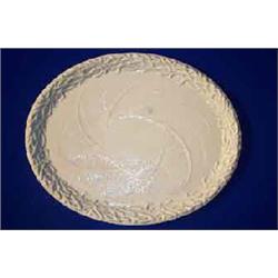 A BELLEEK "ECHINUS CORAL" TRAY, FIRST PERIOD (1863-1890), with a coral border, the centre decorat...