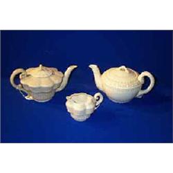 A BELLEEK "ERNE WARE" TEAPOT AND ASSOCIATED COVER, SECOND PERIOD, (1891-1926), black printed mark...