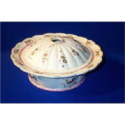 A BELLEEK "THORN WARE" VEGETABLE DISH AND COVER, FIRST PERIOD, (1863-1890), gilded and decorated...