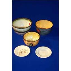 TWO BELLEEK "CELTIC" LUSTRE BOWLS, SECOND PERIOD, (1891-1926), transfer printed marks; another bo...