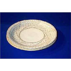 A PAIR OF BELLEEK "FERN" CAKE PLATES FIRST PERIOD, (1863-1890); patent with gilding, printed and...