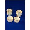 Image 1 : A PAIR OF BELLEEK SCALLOP BOWLS, black printed marks; a second period vase; and another (4)....
