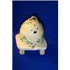 a belleek "grass honey pot and cover", second period, (1891-1926), the basket weave moulded hive,...
