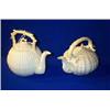 a belleek "limpet" kettle and cover, modern; and a Belleek Tridacna teapot and cover, second peri...