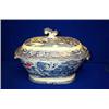 Image 1 : A SPODE CREAMWARE BLUE AND WHITE PRINTED TUREEN AND COVER, 19th CENTURY....