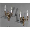 Image 1 : A SET OF FOUR GILT METAL TWO BRANCH WALL SCONCES, IN FRENCH ROCOCO 18th CENTURY STYLE, with folia...