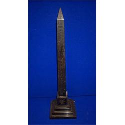 A BLACK MARBLE MODEL, 19th CENTURY, of an obelisk (Cleopatra's needle at Alexander),, 51cms hig...