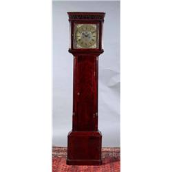 A MAHOGANY LONG CASE CLOCK, BASICALLY 18th CENTURY, the brass dial signed Chris Clarke, Dublin, w...