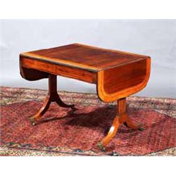 A MAHOGANY, SATINWOOD AND BURR ELM SOFA TABLE, ENGLISH, LATE 18th CENTURY, with boxwood and ebony...