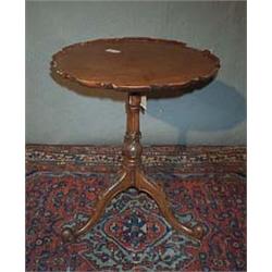A WALNUT TRIPOD TABLE, ENGLISH PROVINCIAL, BASICALLY MID 18th CENTURY, 54cms diameter...