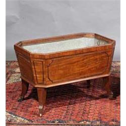 A MAHOGANY WINE COOLER, LATE 18th CENTURY, of rectangular tub shaped with canted corners, the sid...