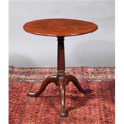 A MAHOGANY TILT-TOP TABLE, 18th CENTURY, on tripod support with cut card decoration, the top prob...