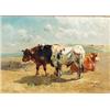 Image 1 : H SCHUTEN, (19th century), Oil on canvas, Cattle in a Coastal Landscape, Signed lower left,...