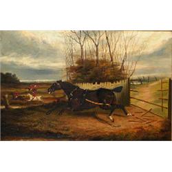 HERRING, (19th CENTURY), Oils on canvas, Frightened by the Train, With signature, J F Herri...