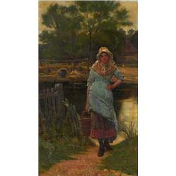 WALTER JENKS MORGAN, (1847-1924), Oil on canvas, The Water Carrier, Signed lower right Walt...