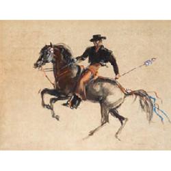 JOHN SKEAPING (1901-1980), Gouache on paper, Study of a Spanish Bull Fighter on a Horse, Si...