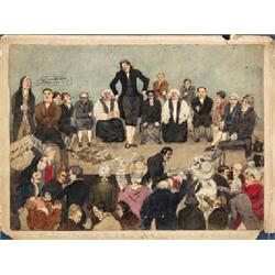 IRISH POLITICAL SCHOOL, c.1840, Watercolour, Famine in Ireland, Feed them with Bibles and Con...