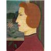 Image 1 : CECIL FFRENCH SALKELD (1908-1968), Oil on panel, Stylised portrait in profile of Mrs Campbell...