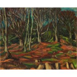 GEORGE CAMPBELL (1917-1979), Oil on canvas, Woodland Scene, Signed lower left G Campbell<br...