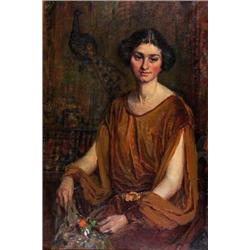 SARAH PURSER, (1848-1943), Oil on canvas, Portrait of a Woman, Seated, three-quarter length...