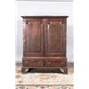Image 1 : AN OAK PROVINCIAL LINEN PRESS, MID 18th CENTURY, with moulded cornice above a pair of fielded pan...