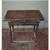 Image 1 : AN OAK PLANK TOP JOINTED TABLE, on baluster turned legs with a lobed stretcher, 77cms x 50cms...