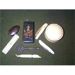 A COLLECTION OF IVORY CHINESE CARD CASES; and a painted lacquer snuff box....