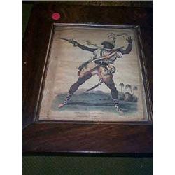 A COLOURED ENGRAVING, Mr Smith as Three Fingers Jack, In Rosewood frame; and a small Chinese...