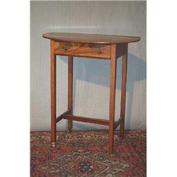A MAHOGANY TABLE, 18th CENTURY, oval top fitted with a frieze drawer on square tapering legs, now...