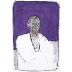 BRIAN BOURKE (b.1936), Gouache over waxed crayon, Self portrait, Signed lower left, Nov. 65...