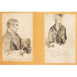 SYDNEY HALL (1842-1922), Pencil, Studies of Land Leaguers, a pair framed together, Inscribe...