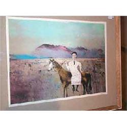 after SYDNEY NOLAN, Artist's Proof, Figure on a horse in the outback, 40/60, Signed, Nolan<...