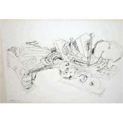 NEVILL JOHNSON (1911-1999), Pen and pencil, Abstract, Signed Johnson 1973, 21cms x 29cms...