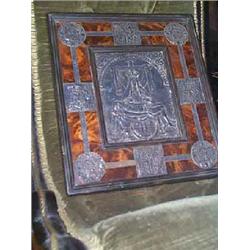 INDIAN SCHOOL, A pair of figure studies, 19th century; and an embossed white metal plaque "The...