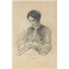 JOHN BUTLER YEATS (1839-1922), Crayon, Portrait of Miss Horniman, Inscribed, 25cms x 17cm...