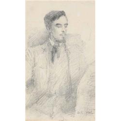 JOHN BUTLER YEATS (1839-1922), Soft Crayon, Portrait of W B Yeats, with beard, Inscribed lo...