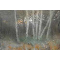 WILLIAM BUTLER YEATS, (1865-1939), Pastel, The Woods at Coole, 17cms x 24cms, Note: W B Y...