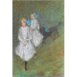 WILLIAM BUTLER YEATS, (1865-1939), Pastel, Two Girls Dancing, 35cms x 24cms, €300/500,...