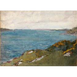 JACK BUTLER YEATS (1871-1957), Oil on Reeves Prepared Canvas Board, Sligo Bay, (in pencil), u...