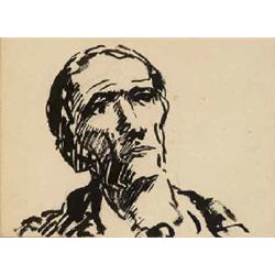 JACK BUTLER YEATS (1871-1957), Indian ink on paper, Self portrait, c.1925, Inscribed on the...