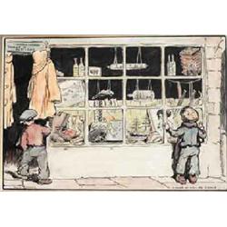 JACK BUTLER YEATS, (1891-1957), Pen & wash, A Shop in Sailor Town, Signed lower left, Jack...