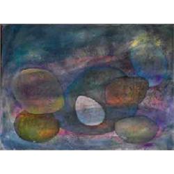 ANNE YEATS (1919-2001), Oil on canvas, Pebbles, 41cms x 56cms, €500/800, Illustration...