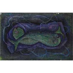 ANNE YEATS (1919-2001), Oil on canvas, Fish Unwrapped, Signed lower right Anne Yeats, with...