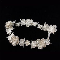 Silver Filigree Floral Design Bracelet