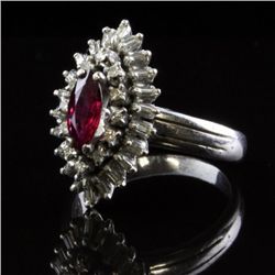 Vintage Ruby & Diamond Ring in White Gold