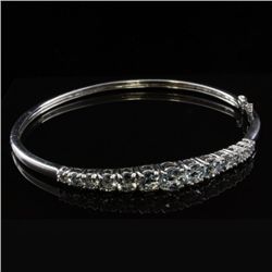 Hinged Bangle Bracelet with Topaz in Sterling