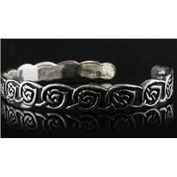 Bangle Bracelet with Interlocking Pattern Sterling