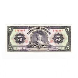 Uncirculated 5 Pesos Mexican Bank Note