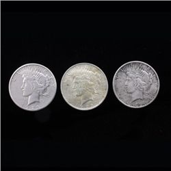 Lot of 3 1922 Peace Dollars D S P