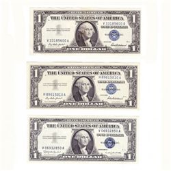 Lot of 3 Blue Seal Silver Certificates